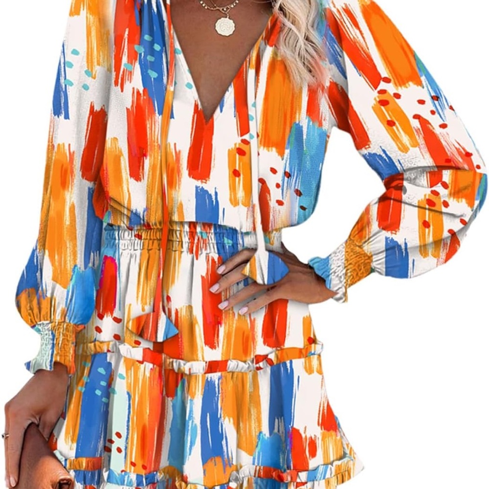 Vibrant Abstract Long Sleeve Dress
